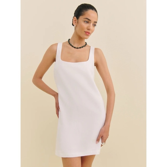 NWT Reformation Hamley Linen Dress Short Mini Tank Scoop Relaxed White 2 - Picture 1 of 16
